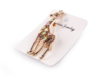 Brož s broušenými kamínky žirafa (Balení 1 ks, Varianta 1 zlatá)