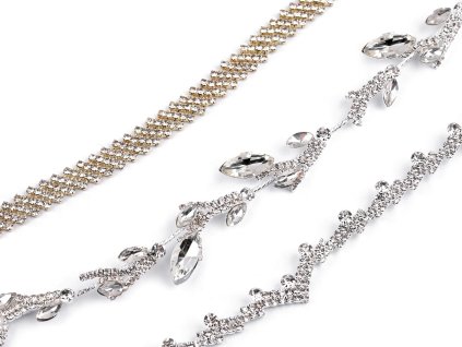 Štrasová ozdoba / čelenka do vlasů (Balení 1 ks, Varianta 1 crystal zlatá)