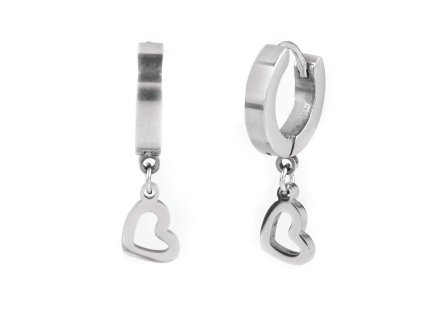 Náušnice z nerezové oceli srdce, čtyřlístek, hory (Balení 1 pár, Varianta 1 stříbrná srdce)