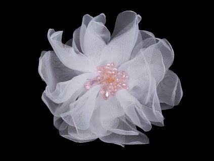 Brož květ s broušenými korálky Ø10 cm v krabičce (Balení 1 ks, Varianta 1 bílá)