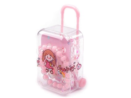 Dětský náramek, pukačky a gumičky v boxu kufr (Balení 1 sada, Varianta 2 růžová nejsv. květ)