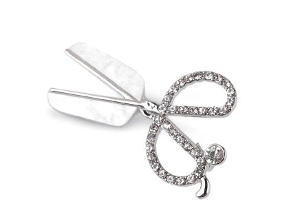 Brož s broušenými kamínky nůžky (Balení 1 ks, Varianta 1 crystal platina)