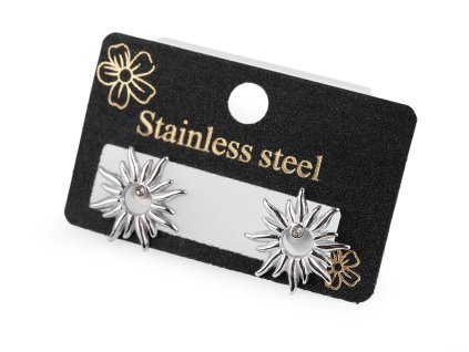 Náušnice z nerezové oceli s broušenými kamínky (Balení 1 pár, Varianta 1 stříbrná)