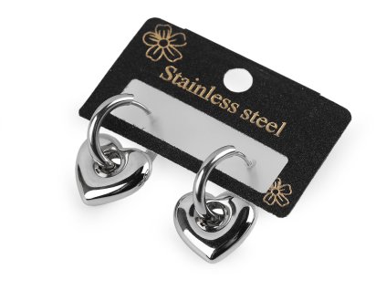 Náušnice z nerezové oceli srdce (Balení 1 pár, Varianta 1 stříbrná)