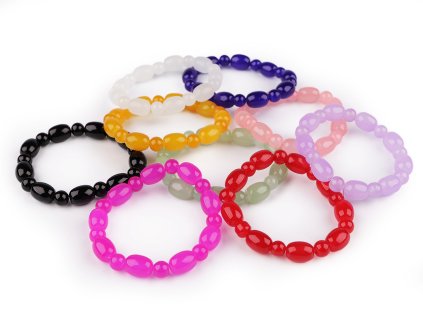 Náramek pružný ze skleněných korálků (Balení 1 ks, Varianta 2 oranžový jantar)