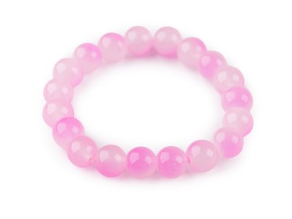 Náramek pružný ze skleněných korálků (Balení 1 ks, Varianta 1 růžová střední)