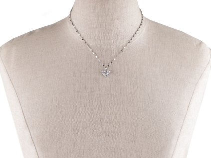 Náhrdelník z nerezové oceli s broušenými kamínky srdce (Balení 1 ks, Varianta crystal)