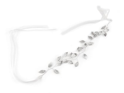 Ozdoba do vlasů s listy uvazovací hand made (Balení 1 ks, Varianta 1 stříbrná)