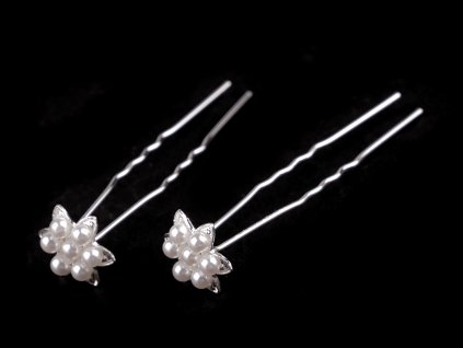 Perlová vlásenka květ Ø17 mm (Balení 2 ks, Varianta bílá stříbrná)