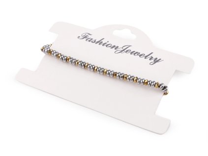 Náramek pružný hematitový (Balení 1 ks, Varianta 1 platina zlatá)