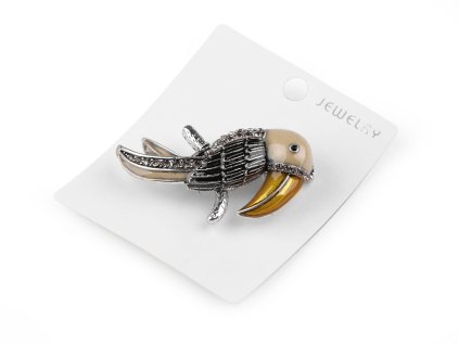 Brož s broušenými kamínky tukan (Balení 1 ks, Varianta 1 zlatá)