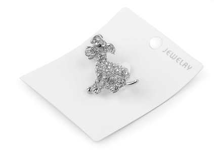 Brož s broušenými kamínky pes (Balení 1 ks, Varianta 1 crystal)