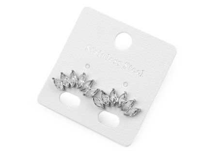 Náušnice z nerezové oceli s broušenými kamínky (Balení 1 pár, Varianta 1 crystal platina)