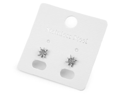 Náušnice z nerezové oceli s broušenými kamínky hvězdy (Balení 1 pár, Varianta 1 stříbrná)
