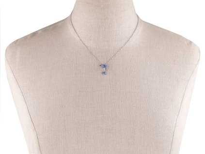 Náhrdelník z nerezové oceli delfín s broušenými kamínky (Balení 1 ks, Varianta modrá)