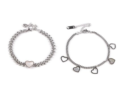 Náramek z nerezové oceli srdce (Balení 1 ks, Varianta 1 stříbrná)