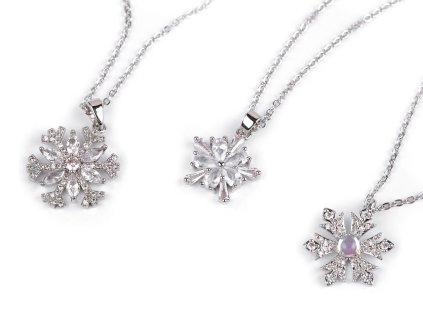 Náhrdelník z nerezové oceli vločka s broušenými kamínky (Balení 1 ks, Varianta 1 crystal)