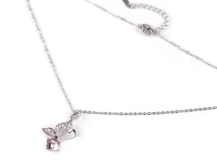 Náhrdelník z nerezové oceli motýl s broušenými kamínky (Balení 1 ks, Varianta 1 crystal)