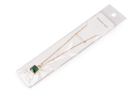 Náhrdelník z nerezové oceli s broušenými kamínky (Balení 1 ks, Varianta 1 emerald zlatá)