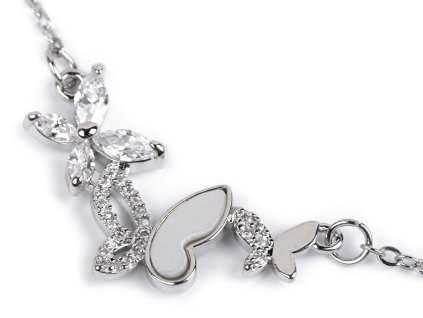 Náhrdelník z nerezové oceli motýlci s broušenými kamínky (Balení 1 ks, Varianta crystal stříbrná)