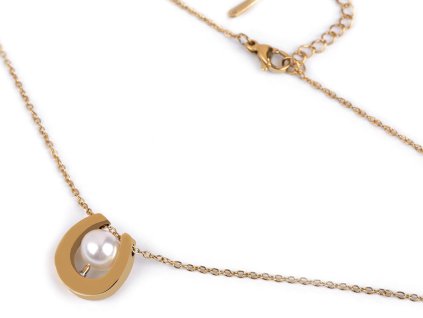 Náhrdelník z nerezové oceli s perlou (Balení 1 ks, Varianta zlatá)