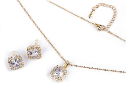 Sada náhrdelník a náušnice z nerezové oceli s broušenými kamínky (Balení 1 sada, Varianta 1 crystal)