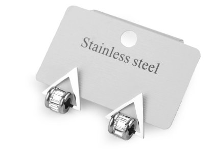 Náušnice z nerezové oceli trojúhelník s broušenými kamínky (Balení 1 pár, Varianta 1 stříbrná)