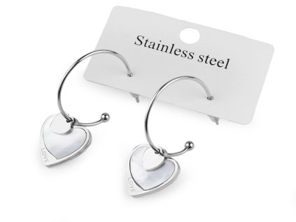 Náušnice z nerezové oceli kruhy srdce (Balení 1 pár, Varianta 1 stříbrná)