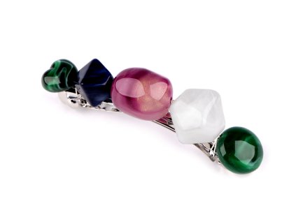 Francouzská spona do vlasů kameny (Balení 1 ks, Varianta 2 modrá tmavá)