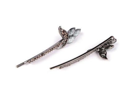 Sponky do vlasů / pinetky s broušenými kamínky (Balení 2 ks, Varianta modrošedá)