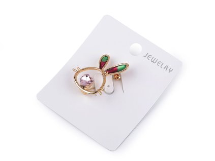 Brož s broušenými kameny zajíček (Balení 1 ks, Varianta 1 rose)