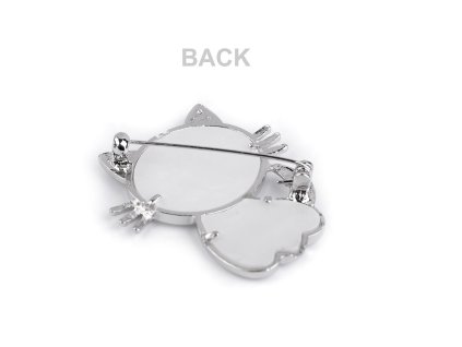 Brož s broušenými kamínky kočka (Balení 1 ks, Varianta bílá perleť)