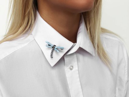 Brož s broušenými kameny vážka (Balení 1 ks, Varianta 1 modrá ledová)