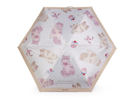 Dětský skládací mini deštník kočka s rukojetí tlapka (Balení 1 ks, Varianta 1 béžová světlá)