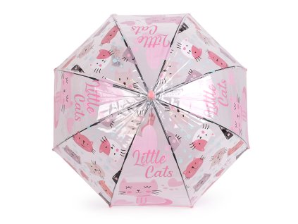 Dětský průhledný vystřelovací deštník kočky (Balení 1 ks, Varianta růžová sv.)