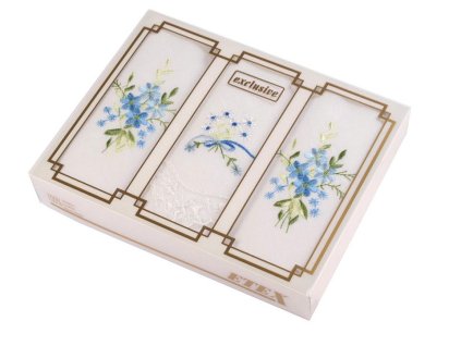 Dámský kapesník vyšívaný / dárková kazeta (Balení 1 krab., Varianta mix náhodných variant)