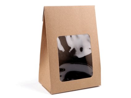 Papírová krabice s průhledem a širším dnem (Balení 10 ks, Varianta hnědá přírodní)