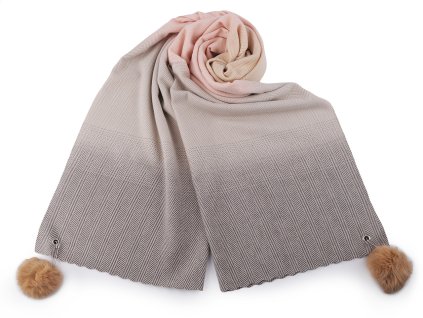 Šála zimní / pléd s bambulkami 65x180 cm (Balení 1 ks, Varianta 3 šedobéžová)