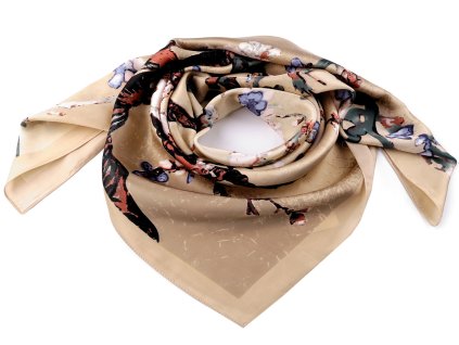 Saténový šátek 90x90 cm (Balení 1 ks, Varianta 1 béžová světlá)