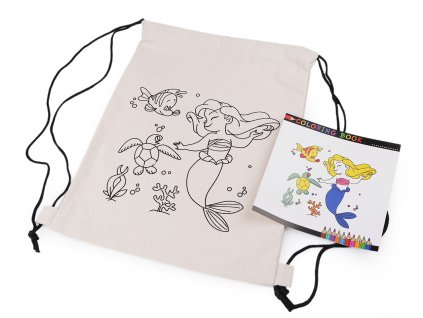 Bavlněný pytlík / vak na přezůvky k domalování 27x35 cm (Balení 1 ks, Varianta 1 režná světlá mořská panna)