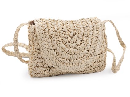 Háčkovaná kabelka z rafie - lýka crossbody 16x21 cm (Balení 1 ks, Varianta 1 přírodní sv.)