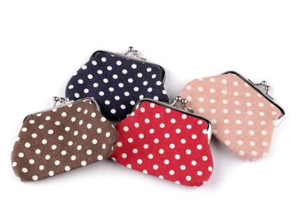 Malá peněženka / mincovka s puntíky, textilní (Balení 1 ks, Varianta 1 pudrová)
