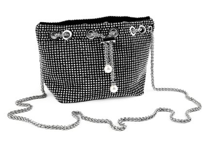 Kabelka stahovací s kamínky 25x14,5 cm (Balení 1 ks, Varianta 1 černá crystal)