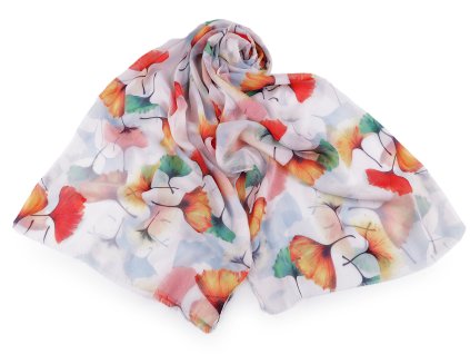 Letní šátek / šála ginkgo 75x180 cm (Balení 1 ks, Varianta 1 bílá)