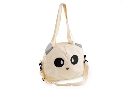 Dětská bavlněná taška sportovní pes, panda 35x30 cm (Balení 1 ks, Varianta 1 režná světlá)