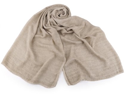 Šátek / šála bavlna / PES mačkaný efekt 70x185 cm (Balení 1 ks, Varianta 1 béžová světlá)