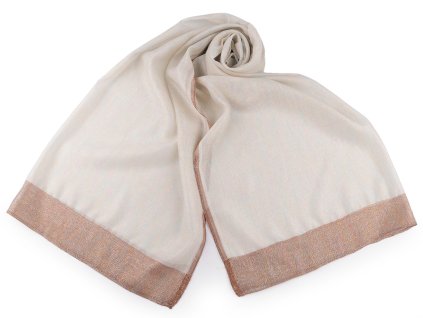 Šátek / šála s lurexem 75x190 cm (Balení 1 ks, Varianta 1 krémová nejsvět.)