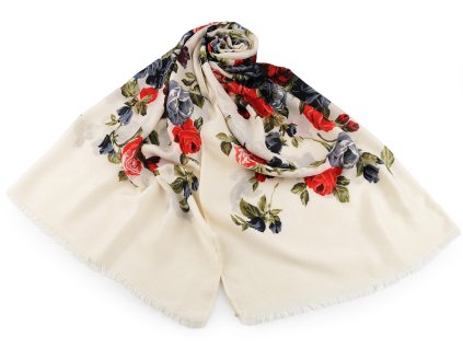 Šátek / šála / pléd růže 80x175 cm (Balení 1 ks, Varianta 4 černá)