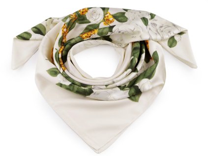 Saténový šátek 90x90 cm (Balení 1 ks, Varianta 1 krémová světlá)