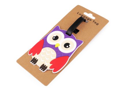 Jmenovka / visačka na kufr sova, jednorožec (Balení 1 ks, Varianta 1 fialová sova)